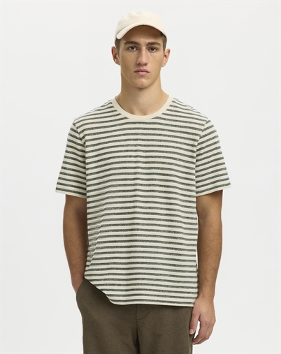 Selected - SLHKevin O-Neck T-Shirt - Egret/ Sky Captai